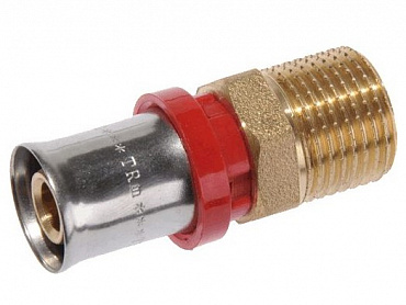 пресс патрубок 16*1/2" с нар.резьбой красн.кольцо TRm 02001