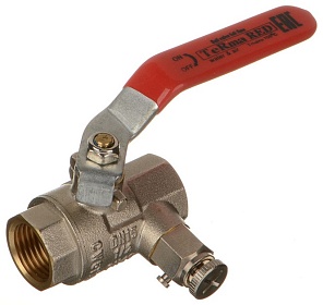 кран шаров. Terma RED 1/2" в/в ручка с дренажем и воздухоотводчиком 31019