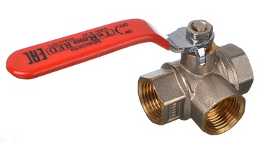 кран шаров. Terma RED 1/2" Т-обр. трехходовой ручка 31058